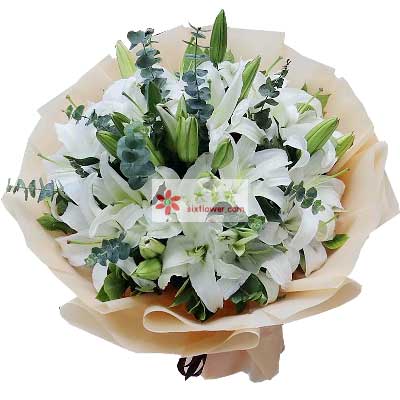 舟山9支白色多头百合，祝福你幸福